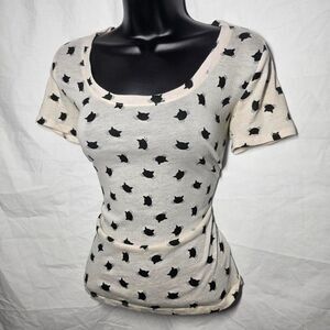 Bdg cat aop semi sheer white scoop neck tee